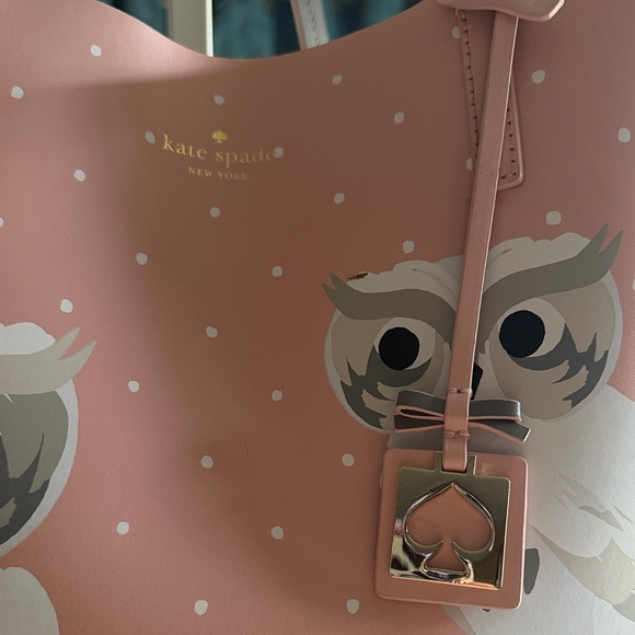Kate Spade Pink Owl Graphic Tote with KS Dust bag - Picture 3 of 16